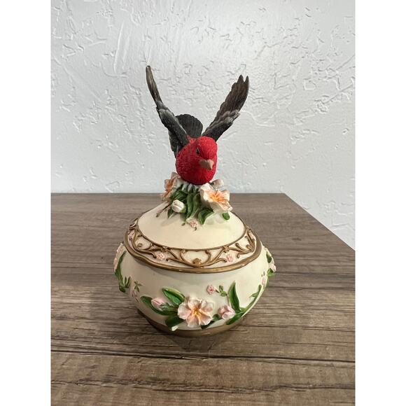 Vintage Heritage House Sing A Song Bird Music Box Trinket Jar- Hawaiian Wedding - Picture 4 of 9